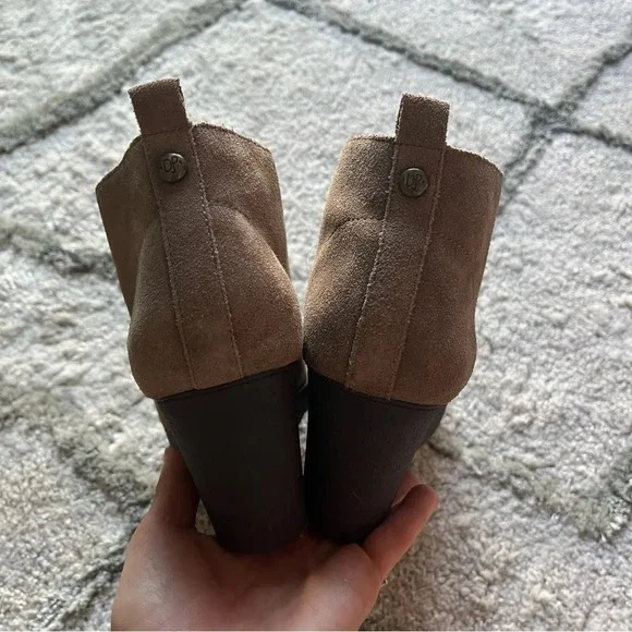 Donald J Pliner Makko bootie ankle boots lace up chunky wedge brown taupe 10 - Picture 12 of 15